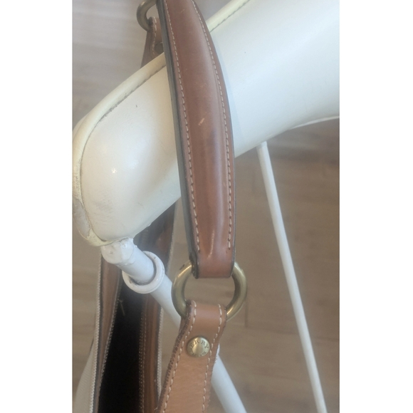 Burberry RARE Horse Bit Cream Canvas & Leather Top Handle Vintage Shoulder Bag - Picture 13 of 14